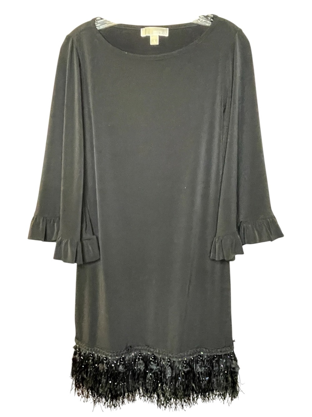 Michael Kors Black Fringe Hem Shift Dress Sz S
